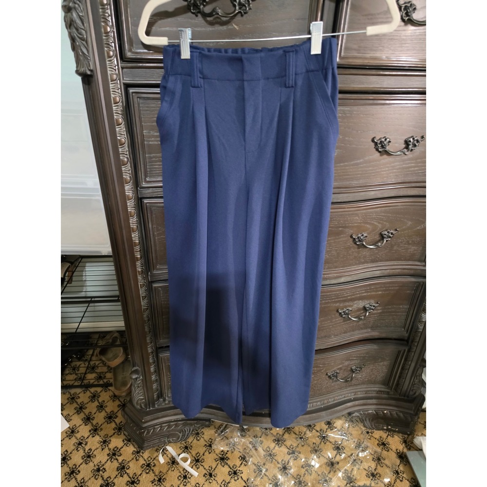 Halara Navy Blue Wide Leg Pleated Trousers High Waisted Petite XS